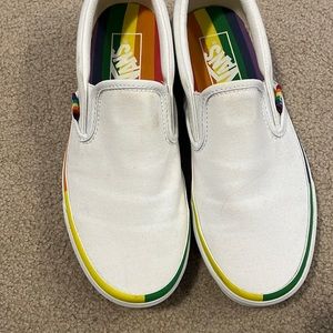 Vans Shoes Vans Classic Slip On Rainbow Foxing Sneakers White Womens
